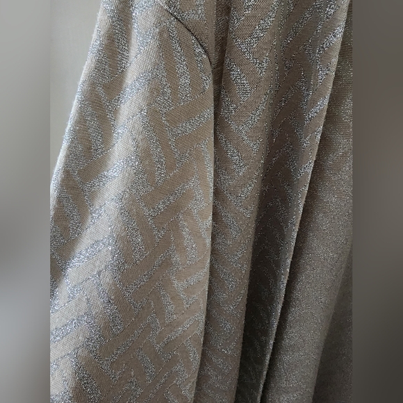 Long Tall Sally Open Jacket Cardigan Neutral with Metallic Pattern, size Medium - Picture 3 of 4